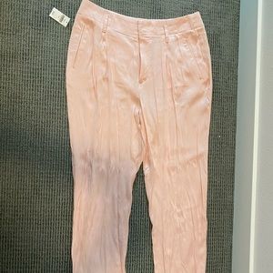 Baby pink satin slacks from GAP